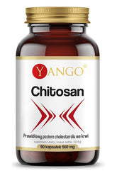 Yango Chitosan supplement bottle with 90 vegetarian capsules for natural cholesterol support.